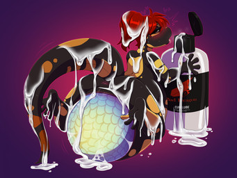 anthro anus bad_dragon_cumlube belly big_belly black_body egg egg_insertion female genitals hair huge_belly huge_egg looking_pleasured markings open_mouth oviposition pregnant pregnant_anthro pregnant_female red_hair solo spots spotted_body stretched_vagina tongue tongue_out vaginal_oviposition vulva yellow_spots ryunwoofie bad_dragon sonata_(sirprotagonist) amphibian salamander 4:3 digital_drawing_(artwork) digital_media_(artwork) english_description hi_res
