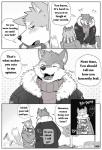 anthro canid canine canis comic digital_media_(artwork) domestic_dog duo english_text fur greyscale holidays male mammal monochrome naruever romantic romantic_couple tail tail_motion tailwag teasing text valentine's_day wolf