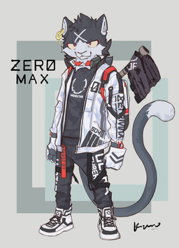 anthro backpack baseball_glove biped black_body black_bottomwear black_clothing black_fur black_pants black_shirt black_topwear blue_body blue_clothing blue_fingerless_gloves blue_fur blue_gloves blue_handwear bottomwear clothed clothed_anthro clothed_male clothing collar countershade_face countershade_fur countershade_neck countershading dipstick_tail ear_chain ear_piercing ear_ring facial_markings fingerless_gloves fist footwear forehead_markings front_view fully_clothed fully_clothed_anthro fully_clothed_male fur gloves grey_background grey_backpack grey_clothing grey_footwear grey_jacket grey_shoes grey_sneakers grey_topwear handwear head_markings inner_ear_fluff jacket looking_at_viewer male markings mouth_closed multicolored_body multicolored_fur open_clothing open_jacket open_topwear pants piercing plantigrade print_clothing print_shirt print_topwear pupils purple_eyes purple_pupils red_backpack red_clothing red_collar red_jacket red_topwear ring_piercing ringed_iris shirt shoes simple_background sneakers solo standing tail tail_markings text text_on_bottomwear text_on_clothing text_on_jacket text_on_pants text_on_shirt text_on_topwear topwear tuft white_backpack white_body white_clothing white_countershading white_fingerless_gloves white_footwear white_gloves white_handwear white_inner_ear_fluff white_jacket white_markings white_shoes white_sneakers white_tail_tip white_topwear x_markings yellow_sclera kuromonsart zero_max_(xxtuxedocat) felid feline mammal 2022 absurd_res artist_name character_name colored dated digital_drawing_(artwork) digital_media_(artwork) full-length_portrait hi_res portrait
