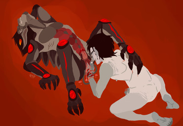 alternate_universe armor claws duo exoskeleton eyewear genitals glasses horn human_on_humanoid interspecies male male/male penis rectangular_glasses cherryvincent chronidu feralstuck homestuck ms_paint_adventures petstuck john_egbert karkat_vantas alien alien_humanoid animal_humanoid arthropod arthropod_humanoid horned_humanoid human humanoid insect mammal troll_(homestuck) 2012 archived_source artist_collaboration