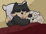 angry anthro duo eyes_closed heart_symbol hug male male/male pillow pubes tail ugly-rat15508 jess_(ugly-rat15508) terrence_(ugly-rat15508) canid canine canis domestic_dog mammal 4:3 hi_res