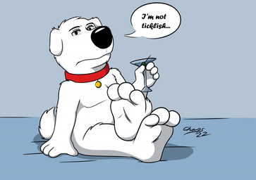 3_toes 4_fingers anthro black_nose cocktail_glass collar collar_only container crossed_ankles cup dialogue drinking_glass feet fingers fur glass glass_container glass_cup holding_glass holding_object male mouth_closed nude red_collar sitting solo speech_bubble tail text toes white_body white_fur chaos99 family_guy brian_griffin canid canine canis domestic_dog mammal english_text