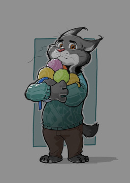 3_toes anthro ball_of_yarn barefoot bottomwear claws clothing countershade_feet countershading feet frown green_clothing green_sweater green_topwear male mouth_closed pants paws plantigrade sad simple_background solo standing sweater toe_claws toes topwear yarn gr_thegreat disney zootopia pawbert_lynxley canada_lynx felid feline lynx mammal hi_res portrait three-quarter_portrait