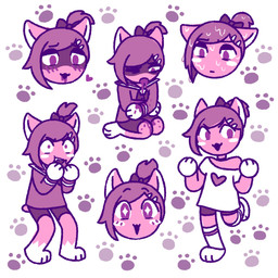 3_toes accessory anthro asian_clothing barefoot bodily_fluids bottomwear bow_ribbon clothed clothed_anthro clothed_female clothing east_asian_clothing eyebrows feet female female_anthro fully_clothed fully_clothed_anthro fully_clothed_female fur hair hair_accessory hair_bow hair_ribbon heart_print japanese_clothing japanese_school_uniform leg_markings lidded_eyes male male_anthro markings multicolored_body multicolored_fur one_eye_closed open_mouth open_smile pattern_background pink_body purple_bottomwear purple_bow purple_clothing purple_eyes purple_hair purple_heart purple_topwear ribbons school_uniform serafuku simple_background smile socks_(marking) solo sweat sweater sweaty_face tail toes topwear uniform 90percentdenny 90_percent_studios purrfect_apawcalypse brownie_pembroke canid canine canis domestic_dog herding_dog mammal pastoral_dog welsh_corgi 1:1 2022 absurd_res digital_media_(artwork) hi_res
