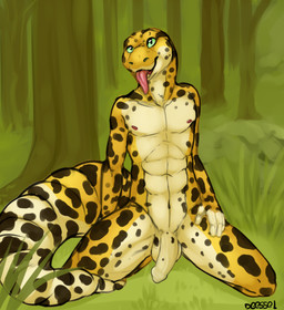 abs anthro athletic athletic_anthro athletic_male balls black_body countershade_balls countershade_crotch countershade_face countershade_genitalia countershade_neck countershade_torso countershading erection foreskin genitals grass green_eyes humanoid_genitalia humanoid_penis kneeling looking_at_viewer male male_anthro markings nipples non-mammal_balls nude nude_anthro nude_male open_mouth open_smile outside pecs penis plant smile smiling_at_viewer solo spots spotted_body tan_body tan_penis tongue tongue_out yellow_body mintyderg eublepharid gecko leopard_gecko lizard reptile scalie 2017