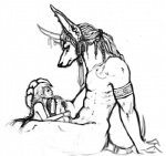 2013 abs anonymous_artist anthro anubis blush breasts canine deity duo ear_piercing egyptian erection female hair human interspecies jackal jewelry long_hair male mammal muscles nude penis piercing precum size_difference straight
Rating: Explicit
Score: 5
User: Chloraak
Date: August 03, 2013