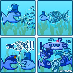 ambiguous_gender big_corp blue_body club_(weapon) corporation dishonesty feral iconography melee_weapon nightstick police police_brutality police_hat politics seaweed submarine underwater vehicle water watercraft weapon breadpanes swat aquatic fish unknown_species 1:1 2020 comic