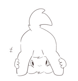 ambiguous_gender butt feral simple_background tail white_background white_body dog_phenomenon white_creature_(dog_phenomenon) canid canine mammal low_res