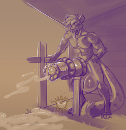 anthro balls barn big_balls big_penis bodily_fluids cum excessive_cum excessive_genital_fluids genital_fluids genitals hand_on_fence hand_on_hip huge_balls huge_penis hyper hyper_balls hyper_cum hyper_genitalia hyper_penis male mount outside penetrable_sex_toy penis sex_toy solo tongue tongue_out sesameseed equid equine felid mammal pantherine snow_leopard hi_res