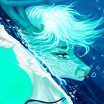 anthro antlers hair horn male solo underwater water white_hair herbalist deer mammal better_version_at_source portrait