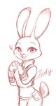 anthro blush buckteeth clothed clothing female fully_clothed fur heart_symbol looking_at_viewer open_mouth open_smile police police_uniform simple_background smile solo teeth text uniform white_background chu_twst disney zootopia judy_hopps lagomorph leporid mammal rabbit 2020 english_text half-length_portrait hi_res portrait sketch