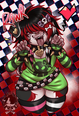 accessory alternative_fashion anthro belt black_hair bow_ribbon bracelet clothing collar curled_tail emo facial_piercing fangs femboy fur grey_body grey_fur hair hair_accessory hair_bow hair_over_eyes hair_ribbon half-closed_eyes highlights_(coloring) hoodie jewelry male narrowed_eyes nose_piercing nose_ring open_mouth open_smile piercing raccoon_tail_hair red_highlights ribbons ring_piercing scene_(fashion) scene_haircut smile solo sparklefur spiked_bracelet spiked_collar spikes stickings studded_belt studs tail teeth thick_thighs thong_straps tongue tongue_out topwear wide_hips moucchiato moucchiato_(character) canid canine canis domestic_dog elkhound mammal spitz hi_res andromorph_(lore) trans_(lore) trans_man_(lore)