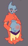 blue_body clothed clothing eyewear hands_on_stomach happy male monocle pregnant pregnant_male red_eyes solo aspenofsimpcon a_hat_in_time moon_jumper ghost humanoid spirit hi_res