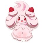 after_sex blush bodily_fluids cum cum_in_pussy cum_inside female food food_hair fruit genital_fluids genitals heart_eyes heart_symbol pink_body plant pseudo_hair pussy solo strawberry minami_(artist) nintendo pokemon alcremie food_creature generation_8_pokemon pokemon_(species) ruby_cream_alcremie strawberry_sweet_alcremie hi_res