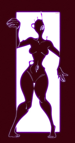 1_eye 4_toes 5_fingers black_body breasts collarbone doorway eyelashes feet female female_humanoid fingers front_view not_furry small_waist solo standing text thick_thighs thigh_gap toes conditional_dnp welwraith humanoid sleep_paralysis_demon 2026 artist_name digital_media_(artwork) english_description full-length_portrait hi_res portrait