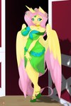 anthro barn breasts clothed clothing female horn looking_at_viewer solo tail wings miniferu hasbro my_little_pony mythology fan_character princess_fluttershy equid equine mammal mythological_creature mythological_equine winged_unicorn 2:3 hi_res