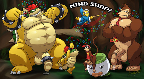 anthro balls bodily_fluids body_swap dripping erection feet foreskin genital_fluids genitals group half-erect leaking_precum magic magic_user male male/male musclegut muscular muscular_male pecs penis penis_size_difference precum precum_drip precum_on_ground prehensile_feet shota toes young young_anthro young_male themonkeyjack donkey_kong_(series) mario_bros nintendo bowser bowser_jr. diddy_kong donkey_kong_(character) kamek ape dragon_koopa gorilla haplorhine koopa magikoopa mammal monkey primate scalie hi_res father_(lore) father_and_child_(lore) father_and_son_(lore) parent_(lore) parent_and_child_(lore) parent_and_son_(lore) son_(lore)