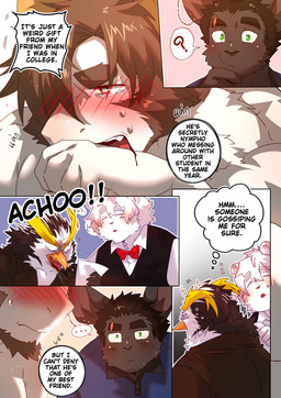 anthro beak beard black_body black_clothing black_feathers black_fur black_hair black_shirt black_topwear black_vest blonde_eyebrows blush blush_lines bow_tie brown_hair clothing collared_shirt comic_panel cough dialogue dress_shirt duo eyebrows eyes_closed facial_hair feathers fur green_eyes group hair male multicolored_body multicolored_feathers muscular muscular_anthro muscular_male orange_beak question_mark red_bow_tie shirt sneeze speech_bubble text thick_eyebrows thought_bubble topwear two_tone_body two_tone_feathers vest white_body white_clothing white_feathers white_fur white_hair white_shirt white_topwear booboo34 arthur_zoloto joe_turner quinn_candreva william_dalton avian bear bird bovid caprine crested_penguin goat hybrid kangaroo macropod mammal marsupial penguin polar_bear rhinoceros ursine 2021 absurd_res comic english_text hi_res thai_text