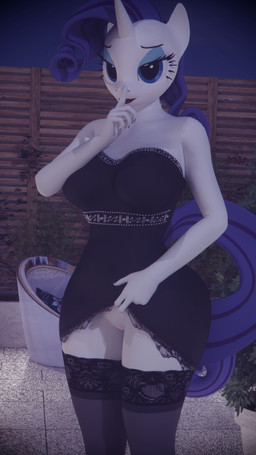 anthro big_breasts black_clothing black_dress black_legwear black_stockings blue_eyes blue_eyeshadow breasts chair clothed clothing clothing_lift dress dress_lift eyeshadow female flashing flashing_pussy furniture genitals horn humanoid_genitalia humanoid_vulva lace legwear makeup no_underwear outside solo stockings thigh_highs vulva white_body wide_hips dashie116 friendship_is_magic hasbro my_little_pony mythology rarity_(mlp) equid equine mammal mythological_creature mythological_equine unicorn 3d_(artwork) 4k 9:16 absurd_res digital_media_(artwork) hi_res