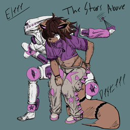 anthro big_tail bottomwear cargo_pants clothing crop_top femboy footwear fur furgonomics jojo_pose male markings pants pink_clothing purple_clothing shirt shoes slightly_chubby solo star star_(marking) tail tan_body tan_clothing tan_fur topwear wide_hips dest_eee_(artist) jojo's_bizarre_adventure eleee_(character) canid canid_demon demon humanoid mammal pandorian_trapdog_(species) stand_(jjba) 1:1 absurd_res hi_res