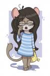 anthro brown_body brown_fur brown_hair buckteeth clothed clothing eyes_closed eyewear female fur glasses hair long_hair open_mouth pajama_shirt pillow simple_background solo standing teeth tired whiskers yawn young young_anthro aggie_(artist) miri_(aggie) dormouse edible_dormouse mammal rodent 2019 digital_media_(artwork) hi_res