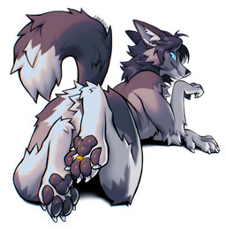 anthro biped butt claws countershade_torso countershading digit_ring feet fingers foot_focus fur hair jewelry looking_at_viewer lying male nude nude_anthro nude_male on_front pawpads paws rear_view ring simple_background smile solo tail teeth toe_ring toes kero_tzuki canid canine fox mammal 2026 digital_drawing_(artwork) digital_media_(artwork) hi_res