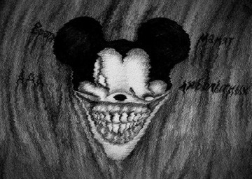 anthro black_ears black_nose black_text creepy eyeless grin gums horror_(theme) male mouse_ears round_ears smile solo teeth text avargus777 creepypasta suicide_mouse_(creepypasta) suicide_mouse_(character) mammal mouse murid murine rodent 2021 greyscale hi_res monochrome russian_description russian_text
