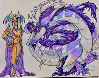 armor breasts clothing duo female feral horn jewelry lingerie long_body male male/female nipple_slip serpentine simple_background slightly_chubby unconvincing_armor whiskers dyloteryx mythology dragon eastern_dragon elf humanoid mythological_creature mythological_scalie scalie absurd_res colored hi_res marker_(artwork) traditional_media_(artwork)