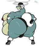 anthro anthrofied belly big_belly big_butt big_moobs bobthetanuki bubble_butt bulge butt cigar clothing drampa footwear generation_7_pokemon hair huge_belly huge_butt male moobs nintendo nipples obese obese_anthro obese_male overweight overweight_anthro overweight_male pokemon pokemon_(species) rear_view shoes simple_background socks solo thong underwear white_background wide_hips