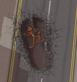 anthro destruction footprint hoofprint macro male solo tirrel deviltod tirrel_(tirrel) hi_res