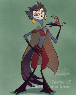 anthro beak black_beak bottomwear cape chest_tuft claws clothed clothing crossdressing crossdressing_male duo ear_piercing feather_tuft feathers gem grey_body grey_feathers half-closed_eyes horn jewelry male mouth_closed multi_eye narrowed_eyes necklace on_hand open_mouth pants piercing red_body red_eyes sitting sitting_on_another size_difference smile spade_tail standing tail text tongue topwear tuft atimon disney disney's_aladdin hellaverse helluva_boss blitzo_(helluva_boss) princess_jasmine_(disney) stolas_(helluva_boss) avian bird demon imp owl owl_demon 2025 4:5 hi_res signature