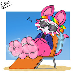 3_toes anthro beach bodily_fluids chair clothing digit_ring eyewear feet flip_flops foot_fetish foot_focus footwear fur furniture jewelry male pink_body pink_fur ring sandals seaside shirt shoes sitting sleeping smelly smelly_feet soles solo sunglasses sweat sweaty_feet toe_ring toes topwear electricsnowfox pixile_studios super_animal_royale mammal skullcat_(sar) super_bubblegum_skullcat_(sar) hi_res