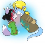 anthro anthro_on_anthro chibi duo female larger_male male male/female nose_kiss size_difference smaller_female tail cyn. mythology ramzyuu_(ramzyru) dragon hybrid mythological_creature mythological_scalie scalie 1:1 digital_media_(artwork)