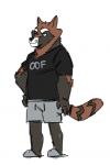 anthro bottomwear brown_body brown_fur clothing fur humanoid_hands male shirt shorts simple_background slightly_chubby solo topwear white_background cyanroll kuon_(cyanroll) canid canine hybrid mammal procyonid raccoon raccoon_dog tanuki 2019