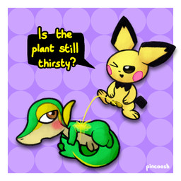 anthro balls black_eyes blush blush_lines bodily_fluids border brown_eyes curled_up darkened_genitalia darkened_vulva dialogue dirty_talk duo female female_peeing female_peeing_on_male flaccid genital_fluids genitals green_body half-closed_eyes holding_tail looking_pleasured male male/female narrowed_eyes one_eye_closed open_mouth open_smile pattern_background peeing peeing_on_another penis raised_leg rosy_cheeks simple_background smile speech_bubble tail text urine urine_stream watersports white_border yellow_body pincoosh nintendo pokemon generation_2_pokemon generation_5_pokemon pichu pokemon_(species) snivy 1:1 digital_media_(artwork) english_text hi_res signature