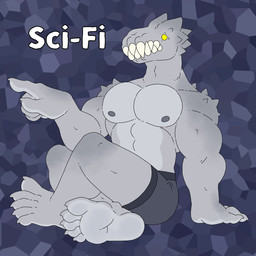 alphabet anthro barazoku bared_teeth barefoot claws clothing fangs feet finger_claws gesture grey_body hand_gesture horn male muscular muscular_anthro muscular_male pecs plantigrade pointing science_fiction soles solo spikes spikes_(anatomy) teeth teeth_showing teratophilia thorns toe_claws underwear yellow_eyes chippybooru cryptid monster reptile scalie hi_res