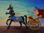 chariot_(vehicle) duo eye_of_horus male tristanalexander egyptian_mythology middle_eastern_mythology mythology anubis horus anubian_jackal canid canine canis deity equid equid_taur equine equine_taur humanoid humanoid_taur jackal mammal mammal_taur taur