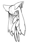 armor big_eyes big_head biped female fluffy hair headgear helmet long_hair round_head solo thin_legs sinfrou nintendo pokemon generation_3_pokemon humanoid kirlia pokemon_(species) absurd_res hi_res monochrome sketch