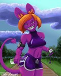 anthro athletic_wear bottomwear clothing crop_top female gym_bottomwear gym_shorts jogging nipples shirt shorts solo topwear doathejackalope lagomorph leporid mammal rabbit succubus 4:5 hi_res