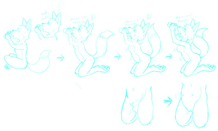 animal_genitalia anthro female fully_sheathed fur gender_transformation genitals male mtf_transformation nipples nude sheath solo transformation vulva unknown_artist canid canine fox mammal blue_and_white hi_res monochrome source_request
