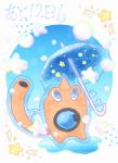 ambiguous_gender appliance blue_eyes laundry_machine machine orange_body solo star text umbrella washing_machine water swich_photo nintendo pokemon animate_inanimate generation_4_pokemon ghost living_appliance living_machine pokemon_(species) robot rotom spirit wash_rotom hi_res japanese_text