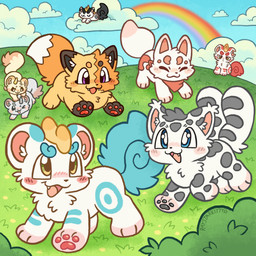 1_horn :3 :< ambiguous_feral ambiguous_gender asymmetrical_coloring black_ear_tips black_inner_ear black_pawpads black_paws black_sclera black_spots black_stripes blue_eyebrows blue_eyes blue_markings blue_sky blue_stripes blue_tail blush cat_smile cheek_tuft circle_eyebrows cloud cute_fangs detailed_background dipstick_ears dipstick_tail ear_markings ear_tuft eyebrows eyes_closed facial_tuft fangs feral field fluffy fluffy_tail frolicking fur glistening glistening_eyes grass green_eyes group horn inner_ear_fluff markings mouth_closed multi_tail multicolored_ears notched_ear one_eye_closed one_fang open_mouth orange_body orange_fur pawpads paws pink_inner_ear pink_pawpads plant playing pointy_ears pupils purple_eyes rainbow red_markings red_tail round_ears running shrub sitting sky spots striped_markings striped_tail stripes tackle tail tail_markings teeth tuft white_body white_fur white_pupils white_tail_tip yellow_horn young young_feral raystarkitty asian_mythology chinese_mythology east_asian_mythology fabulous_beasts mythology bixie_(fabulous_beasts) fuzai_(fabulous_beasts) hetao_(fabulous_beasts) jinjiao_(fabulous_beasts) murong_xuequan_(meimei) qishiqi_(fabulous_beasts) tianlu_(fabulous_beasts) yinjiao_(fabulous_beasts) canid canine felid fox fox_spirit mammal mythological_creature pantherine pixiu rodent sciurid snow_leopard tree_squirrel 1:1 2026 colored_line_art hi_res female_(lore) male_(lore)