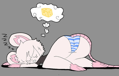 anthro big_butt blush blush_lines bottomwear butt butt_focus cheese clothed clothing dairy_products eyes_closed feet female flat_chested food fur green_eyes grey_background hair lying panties pattern_bottomwear pattern_clothing pattern_panties pattern_underwear rear_view shirt simple_background sleeping solo striped_bottomwear striped_clothing striped_panties striped_underwear stripes t-shirt tail text thick_thighs thought_bubble topwear underwear white_body white_fur white_hair wide_hips usagibun1 mythology varis_(usagibun1) dragon hybrid mammal mouse murid murine mythological_creature mythological_scalie rodent scalie 2024 digital_media_(artwork)