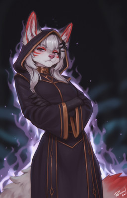 anthro biped breasts cloak clothed clothed_anthro clothed_female clothing female female_anthro front_view fur hair inner_ear_fluff looking_at_viewer solo standing tail tuft white_body white_fur white_hair white_tail personalami luna_voss canid canine fox mammal 2025 digital_drawing_(artwork) digital_media_(artwork) hi_res