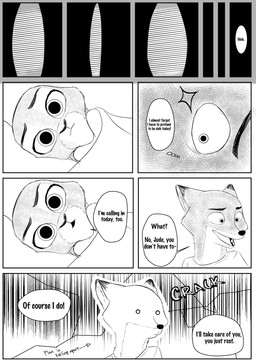 anthro female fur male simple_background text disney zootopia judy_hopps nick_wilde canid canine fox lagomorph leporid mammal rabbit red_fox true_fox 2016 comic english_text hi_res monochrome source_request