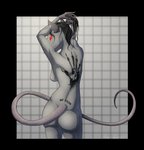 2018 5_fingers absurd_res anthro arms_above_head ascar_angainor bethesda_softworks biped black_hair breasts butt butt_pose fan_character female fingers fur grey_background grey_body grey_fur hair hand_print has_colored-in_version hi_res long_tail looking_back mammal microsoft murid murine nipples pink_tail ponytail pose rat red_eyes restricted_palette rodent side_boob simple_background skaven skyrim slim small_breasts solo tail the_dark_brotherhood_(the_elder_scrolls) the_elder_scrolls warhammer_(franchise) warhammer_fantasy zhue_ashclaw_(drawing-k)