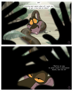 border brown_body brown_scales dialogue feral first_person_view forest looking_at_viewer male mind_control narrowed_eyes plant scales snout solo talking_to_viewer tear_trough text tree white_border sleepylilfox the_jungle_book kaa_(jungle_book) python reptile scalie snake comic digital_drawing_(artwork) digital_media_(artwork) english_text hi_res