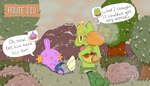 ambiguous_gender ashes clothed clothing diaper feral forest group plant speech_bubble text tree wearing_diaper young fennecat nintendo pokemon generation_3_pokemon mudkip pokemon_(species) shiny_pokemon torchic treecko 7:4 english_text hi_res watermark