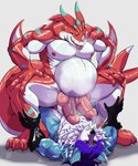2_penises animal_genitalia animal_penis anthro anthro_on_anthro anthro_penetrated anthro_penetrating anthro_penetrating_anthro bodily_fluids cowgirl_position cum cum_drip cum_inflation cum_inside diphallism dripping duo from_front_position genital_fluids genitals hand_on_knee hand_on_leg holding_partner's_leg inflation larger_male larger_penetrated looking_at_another looking_pleasured male male/male male_penetrated male_penetrating male_penetrating_male multi_genitalia multi_penis muscular muscular_bottom muscular_sub on_bottom on_top penetration penis power_bottom sex simple_background size_difference smaller_male submissive lazaxus iskyzone_shark thefoxkyu_kitsune canid canine fish fox mammal marine shark absurd_res hi_res