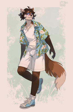 anthro biped bottomwear claws clothed clothed_anthro clothed_male clothing countershade_torso countershading eyewear fingers footwear front_view fully_clothed fully_clothed_anthro fully_clothed_male fur glasses hair male pants piercing shirt shoes simple_background smile socks solo standing tail teeth topwear cordi gulonine mammal marten mustelid musteline 2026 digital_drawing_(artwork) digital_media_(artwork) hi_res